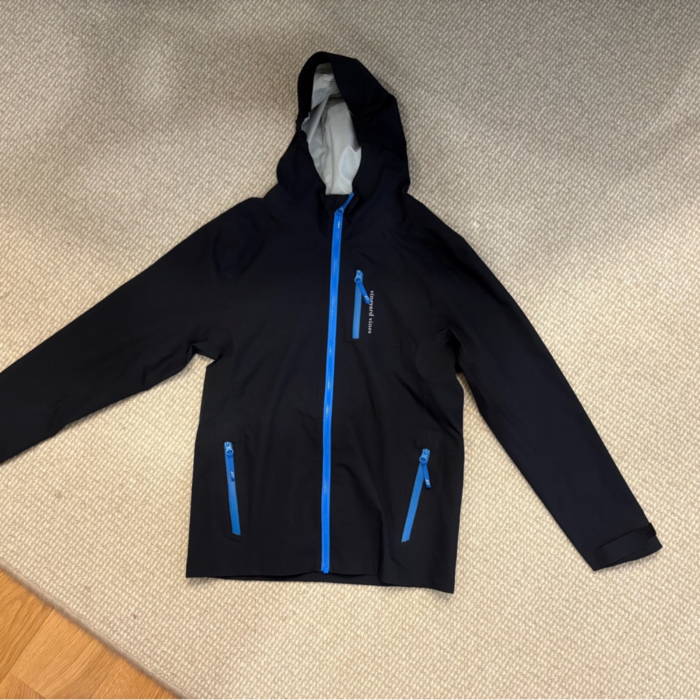 Vinyard Vines Black Hooded Raincoat